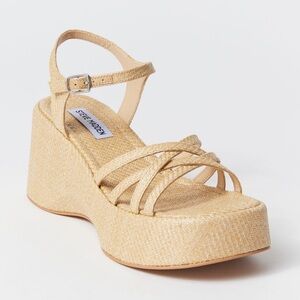 Steve Madden Crazy 30 Straw Woven Women's Tan Platform Sandals